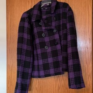 Briggs New York Purple Plaid Double-Breasted Women's Jacket